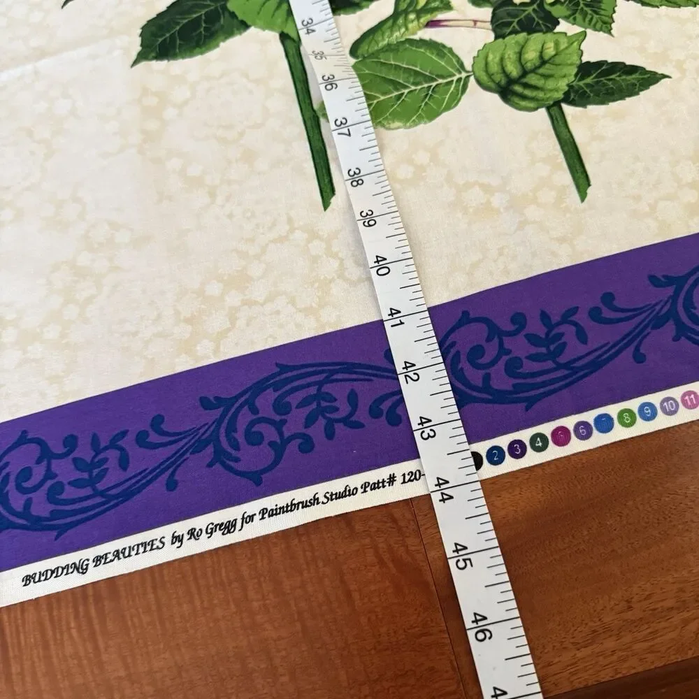 Paintbrush Studios Budding Beauties Quilt Panel Hydrangeas Flowers Purple Fabric